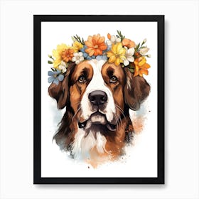 Saint Bernard Portrait With A Flower Crown, Matisse Painting Style 2 Art Print