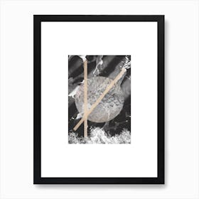 Rectangle Sand Glass & Black Marble Circle Abstract Art Print