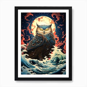 Owl In The Ocean Art Print