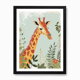 Portrait Of Giraffe Face Colourful Portrait 1 Art Print