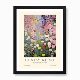 Gustav Klimt Flower Garden Pink Art Print