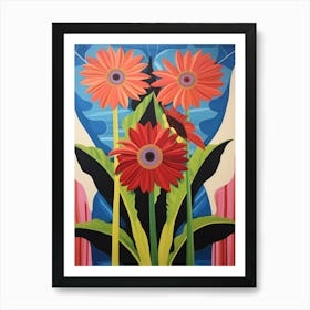 Flower Motif Painting Gerbera Daisy 1 Art Print