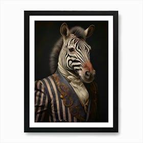 Victorian Animal Portrait, Dressed Animal Print, Royal Zebra Print, Fancy Animal Art, Renaissance Animal Art, Animal Lover Gift Art Print