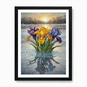 Irises In The Water Art Print