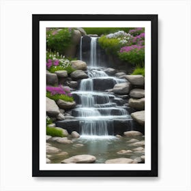 Waterfall In The Garden Art Print