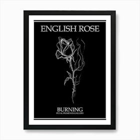 English Rose Burning Line Drawing 3 Poster Inverted Art Print