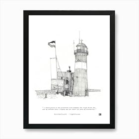 Noorderhooft Lighthouse Netherlands - Dutch Lighthouse Art Print - Fine Line Architecture Sketch Art Print