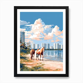 Horse Painting In Miami Beach Post Impressionism Style 14 Art Print