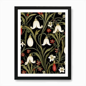 Snowdrop 3 William Morris Style Winter Florals Art Print