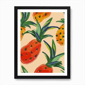 Pineapple Pattern Illustration 1 Art Print