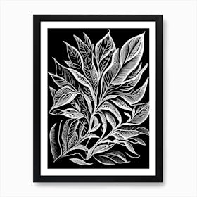 Stevia Leaf Linocut 4 Art Print