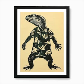 Lizard In A Floral Shirt Block 1 Art Print