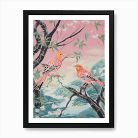 Vintage Japanese Inspired Bird Print Yellowhammer 3 Art Print