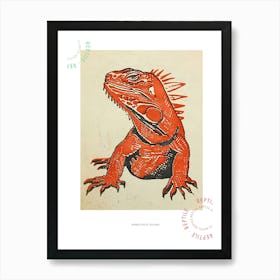 Red Rhinoceros Iguana Bold Block 1 Poster Art Print