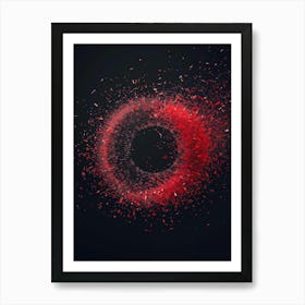 Red Circle With Confetti Art Print