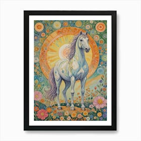 Horse In The Floral Sun Art Print