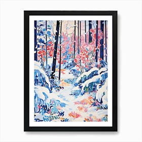 Winter Snow Snow Coniferous Forest Illustration 1 Art Print
