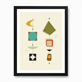 Mid Century Modern Abstract Shapes Pattern 3 Art Print