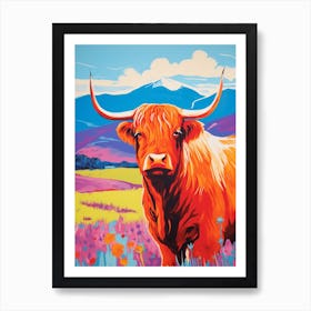 Highland Cows In The Glen Colour Burst 1 Art Print