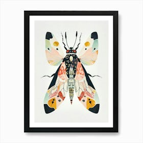 Colourful Insect Illustration Whitefly 21 Art Print