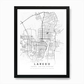 Laredo Texas USA White Map Poster