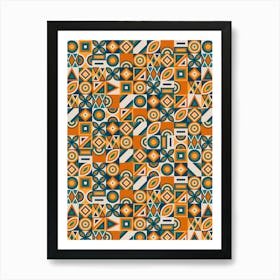 Abstract Geometric Pattern - Bauhaus Azulejo geometric pattern, mosaic #3 Art Print
