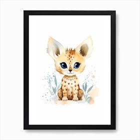 Watercolour Jungle Animal Baby Serval 4 Art Print