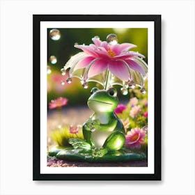 Frog With Umbrella- Kids Art Print