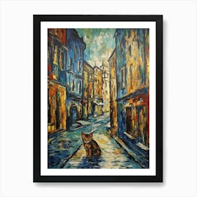 Painting Of Vienna With A Cat In The Style Of Expressionism 1 Art Print