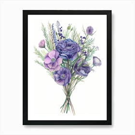 Watercolor Flowers Bouquet 1 Art Print