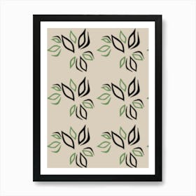 Leaves On A Beige Background Art Print