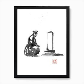 Samurai Grieving Art Print