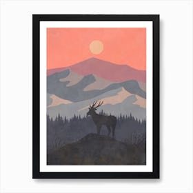 Deer In The Mountains 12 Art Print
