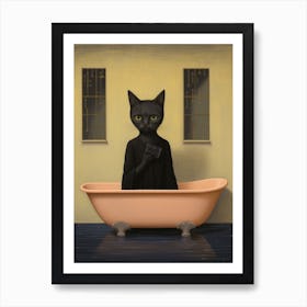 Cat In The Bath Art Print