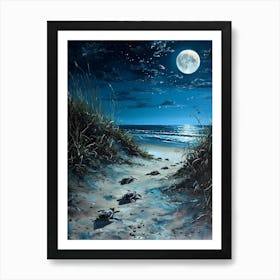 Sea Turtles In The Moonlight 3 Art Print