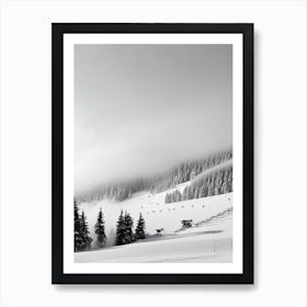 Nozawa Onsen, Japan Black And White Skiing Poster Art Print