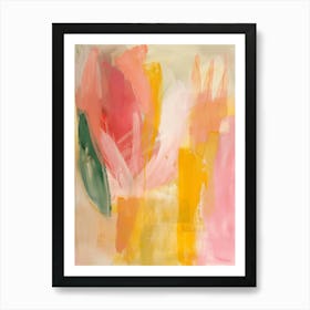 Vibrant Pink Yellow Orange And Green Abstract Art Print