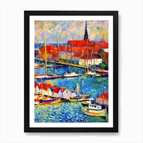 Port Of Copenhagen Denmark Brushwork Painting 1 harbour Art Print