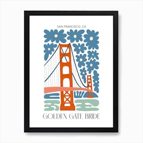 Golden Gate Bridge   San Francisco, Travel Poster In Cute Illustration Art Print