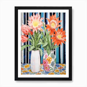 Cactus Painting Maximalist Still Life Chamaecereus Silvestrii Cactus 4 Art Print