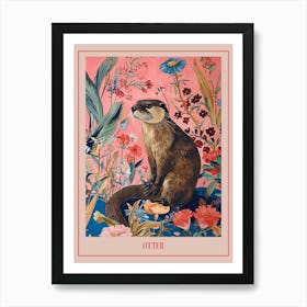 Floral Animal Painting Otter 3 Poster Art Print