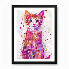 Colorful Cat Canvas Art 2 Art Print