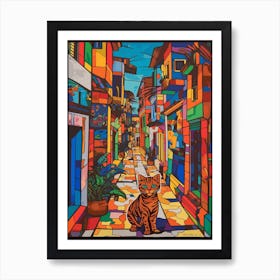 Painting Of Havana With A Cat In The Style Of Post Modernism 2 Art Print
