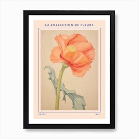 Poppy French Flower Botanical Poster Art Print