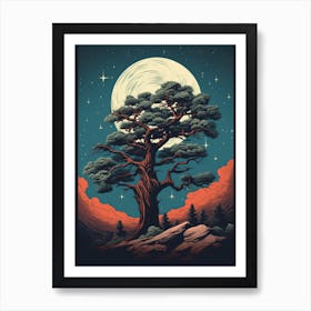  Retro Illustration Of A Joshua Tree With Starry Sky 1 Poster