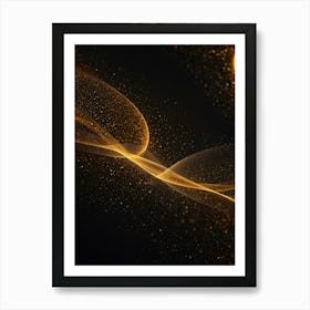 Abstract Golden Swirls On Black Background Art Print