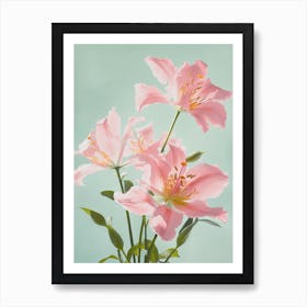 Lilies Flowers Acrylic Painting In Pastel Colours 10 Art Print