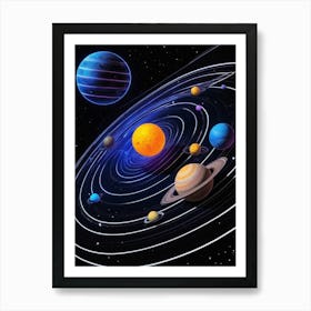 Default Neon Black Light Sgraffito Solar System 3d Illustratio 3 (3) Affiche