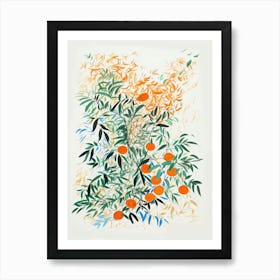 Tangerine Fruit Drawing 4 Art Print