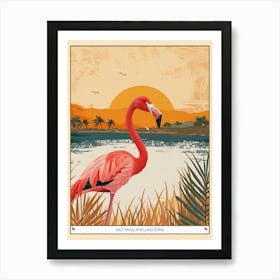 Greater Flamingo Salt Pans And Lagoons Tropical Illustration 1 Poster Art Print